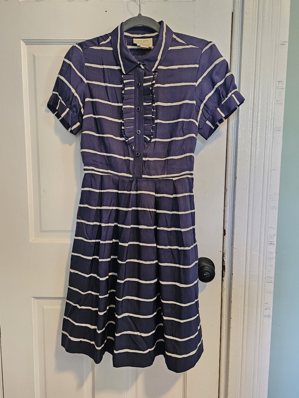 Vintage Kate Spade Silk Striped Blue Dress